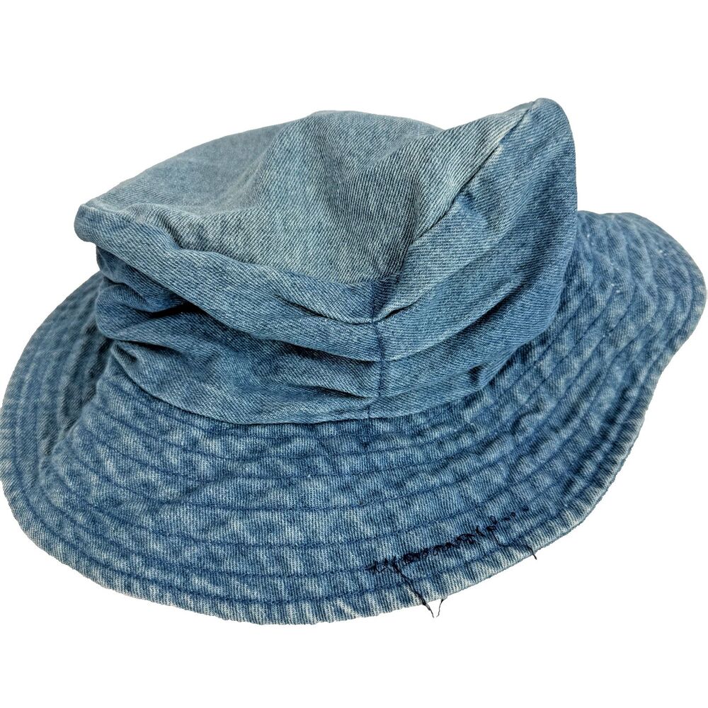 Arlin 90's Denim Floral Bucket Hat Vintage Floppy Blossom Lace 100% Cotton
